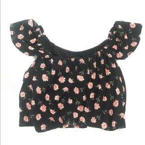 Black and pink floral crop top